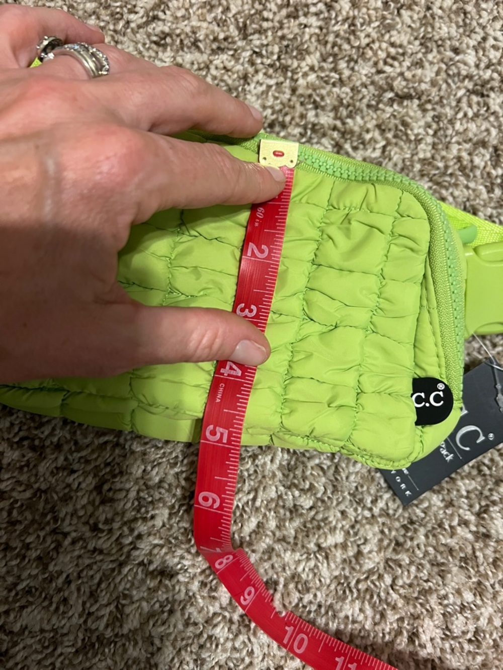 NWT! C.C Lime Green Quilted Mini Crossbody/Belt Puffer Bag - Picture 10 of 11